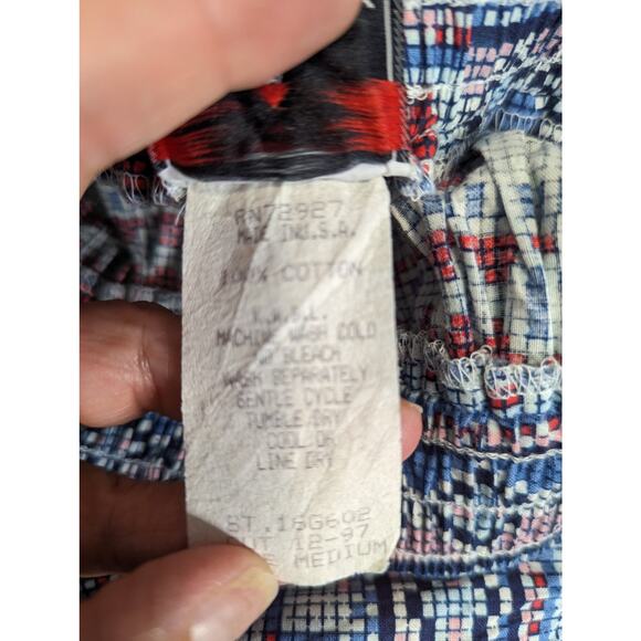 Vintage 80's KWBL Los Angeles Maxi Skirt Tiered Full Pixelated Folk Art Print M - Picture 7 of 8